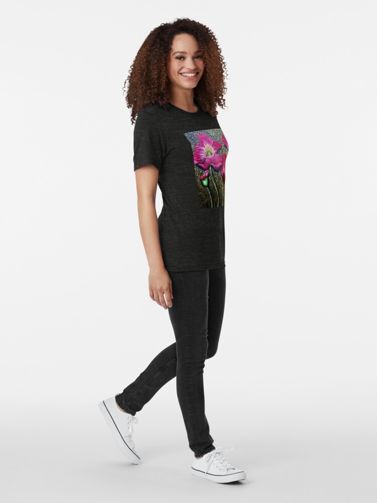 Thumbnail 3 of 6, Tri-blend T-Shirt, Red Poppies designed and sold by Cherie Roe Dirksen.