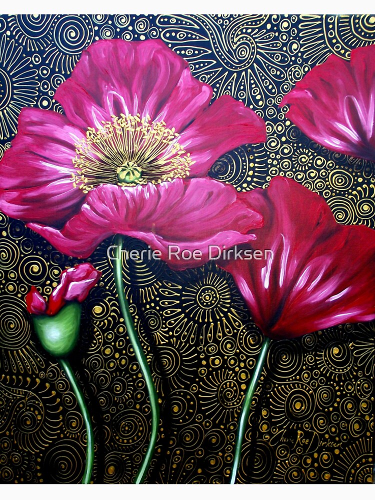 Thumbnail 5 of 5, Long T-Shirt, Red Poppies designed and sold by Cherie Roe Dirksen.