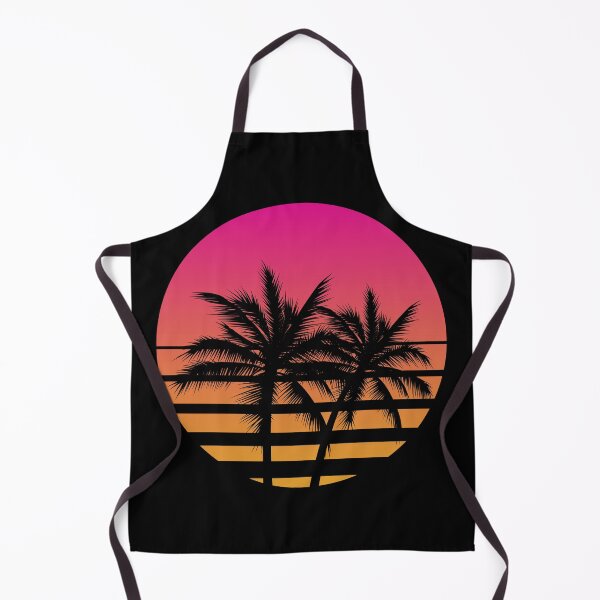 Item preview, Vintage Styled Sunset with Palm Trees Silhouettes Logo Icon Gesign Template Black Background Vaporwave Sun designed and sold by Peekonet.