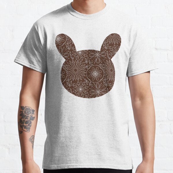 White line on chocolate background flower pattern Classic T-Shirt