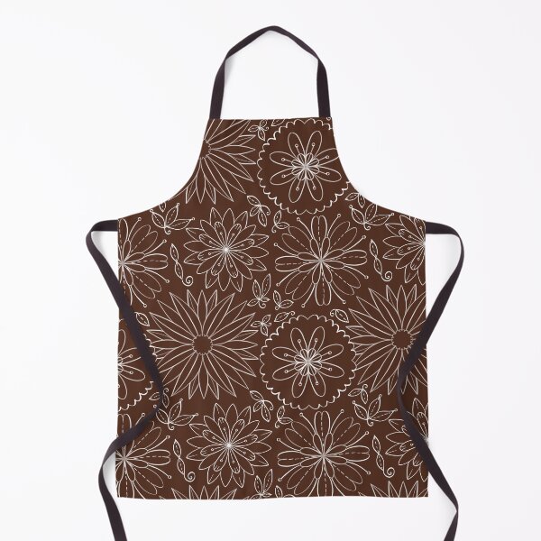 Item preview, White line on chocolate background flower pattern designed and sold by onMerryDay.