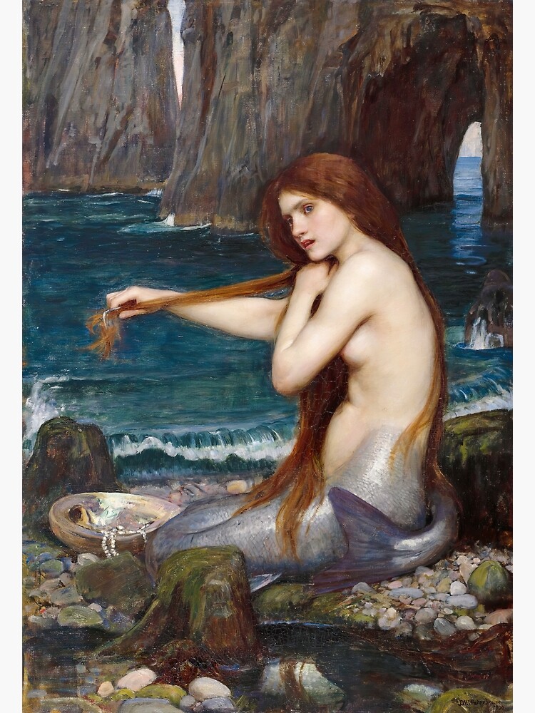 Discover John William Waterhouse - A Mermaid (1900) Premium Matte Vertical Poster