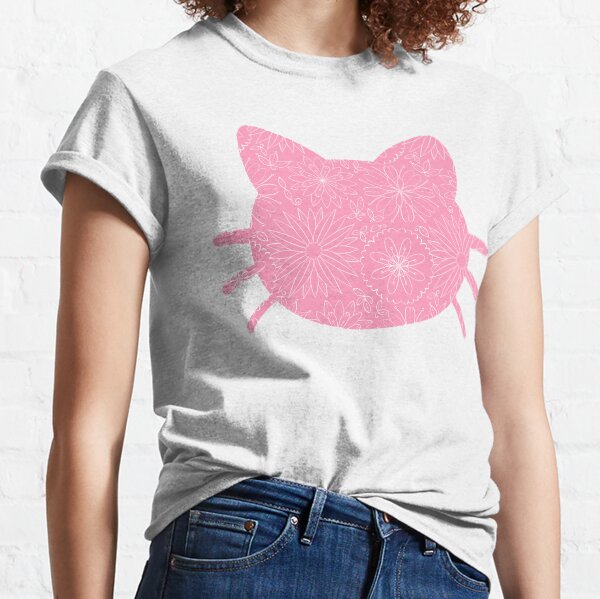 Sweet pink Flower pattern design white on pink background Classic T-Shirt