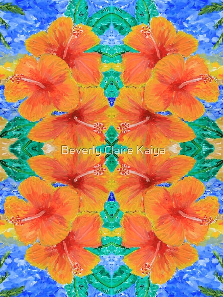 Hand-Painted Tropical Orange Hibiscus Botanical by beverlyclaire