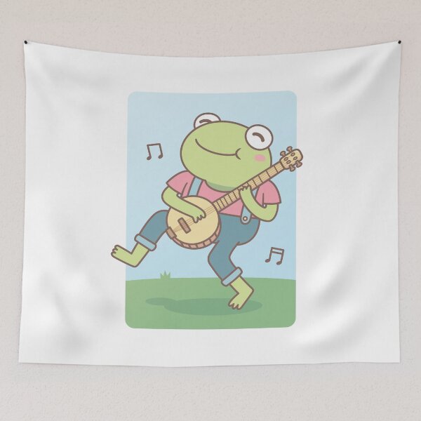Item preview, Cute Happy Banjo Frog Doodle designed and sold by rustydoodle.