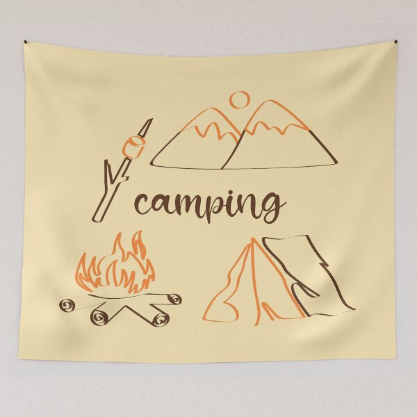 Item preview, Camping vibes outline drawing designed and sold by CutieBlue.