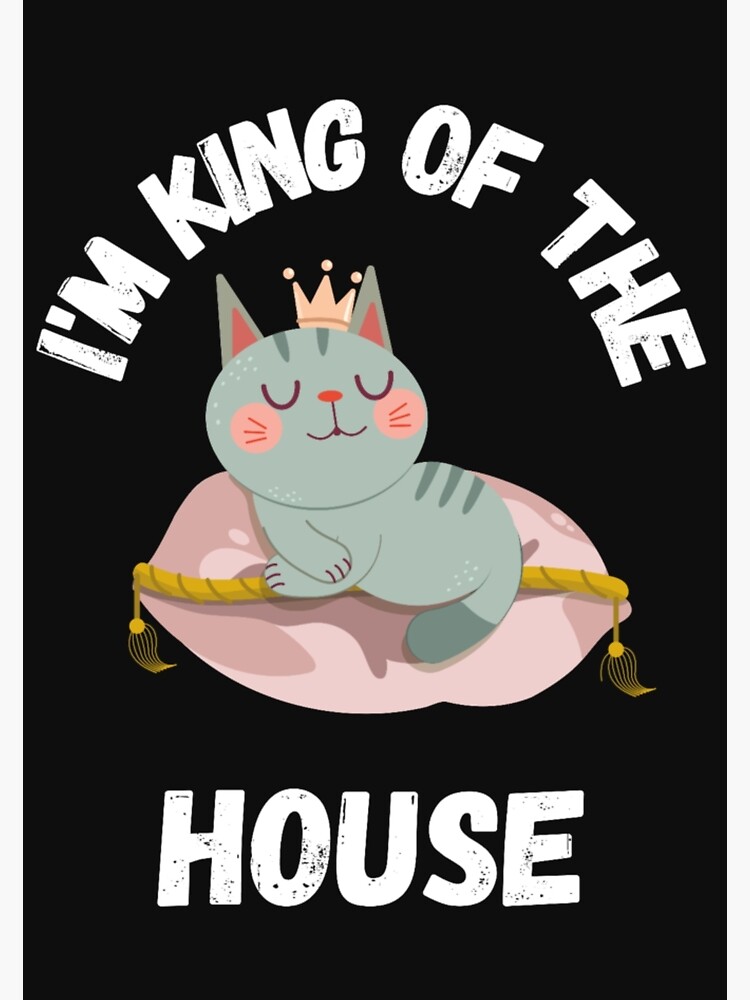 "I'M KING, OF THE HOUSE, WEIRD CAT MEME, CAT CROWN, KING CAT, HOUSE