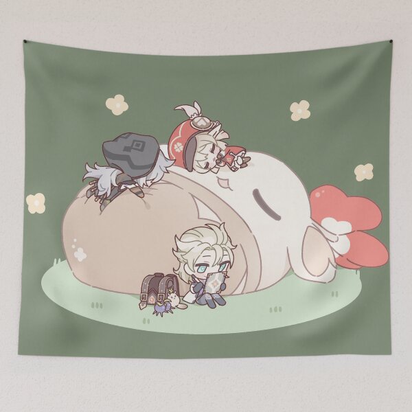 Item preview, Genshin Impact Nap Time with Klee,  Razor,  and Albedo designed and sold by NewEraMutant.
