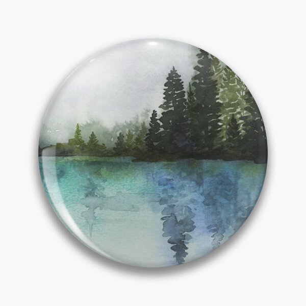Artikelvorschau, Misty Waters Blue - Aquarell, Walddruck, Naturdruck, Landschaftskunst, Wohnkultur, Wandkunst, Baum, Wohnzimmerdekoration, Wald entworfen und verkauft von Mugiwara107.