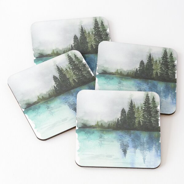 Item preview, Misty Waters Blue - Watercolor painting, Forest Print, Nature Print, Landscape Art, Home Decor, Wall Art, Tree, Living Room Decor, Woodland designed and sold by Mugiwara107.