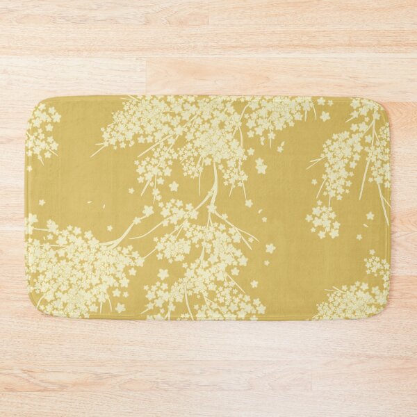 Item preview, Retro Monochrome Mustard Abstract Floral Branches Pattern designed and sold by nouveaudecor.