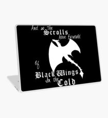Black wings in the cold (white lettering) Laptop Skin
