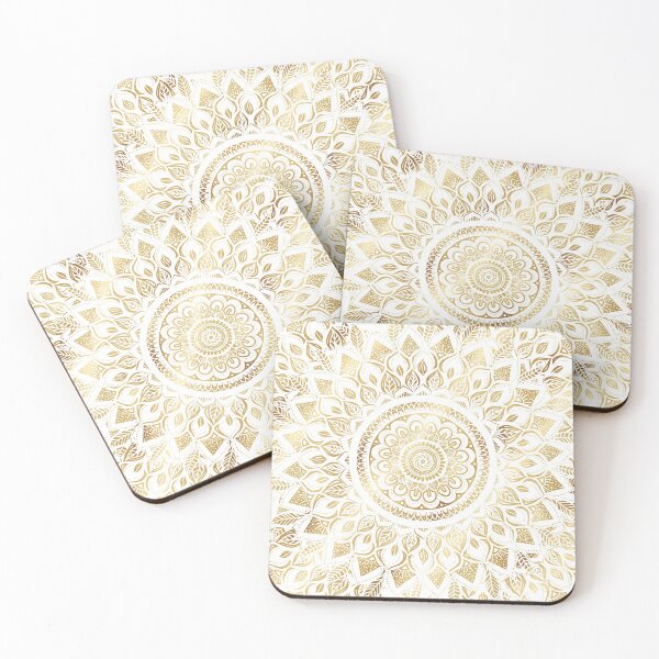 Item preview, Girly White Gold Mandala Floral designed and sold by NdesignTrend.