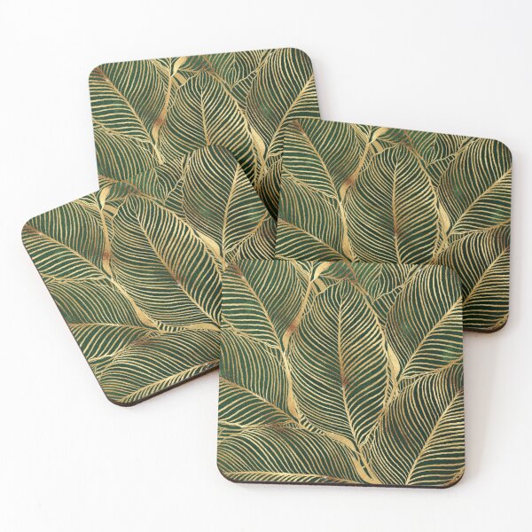 Item preview, Gold Leaves Forest Green Elegant Pattern designed and sold by NdesignTrend.