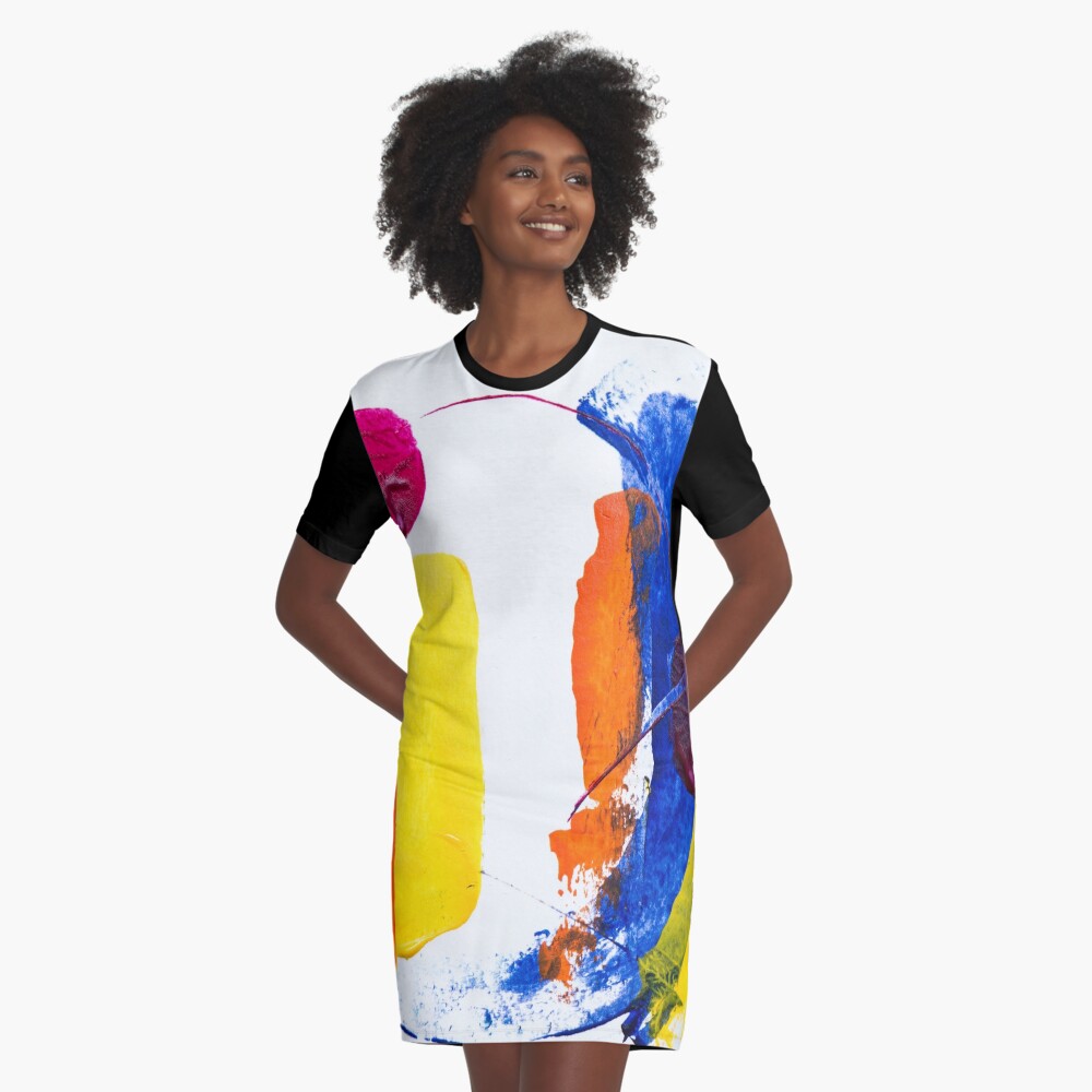 Yellow abstract Graphic T-Shirt Dress