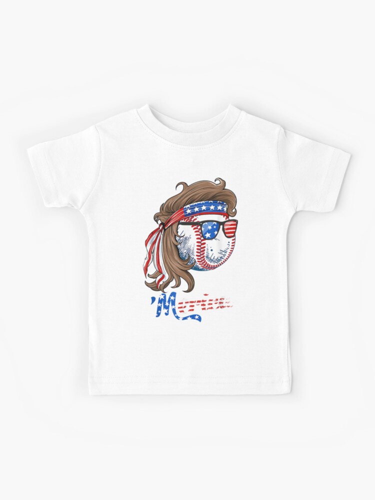 Baseball Mullet 4th Of July American Flag Merica Fathers Day Kids