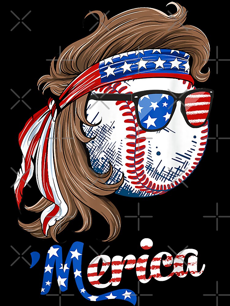 Baseball Mullet 4th Of July American Flag Merica Fathers Day Kids