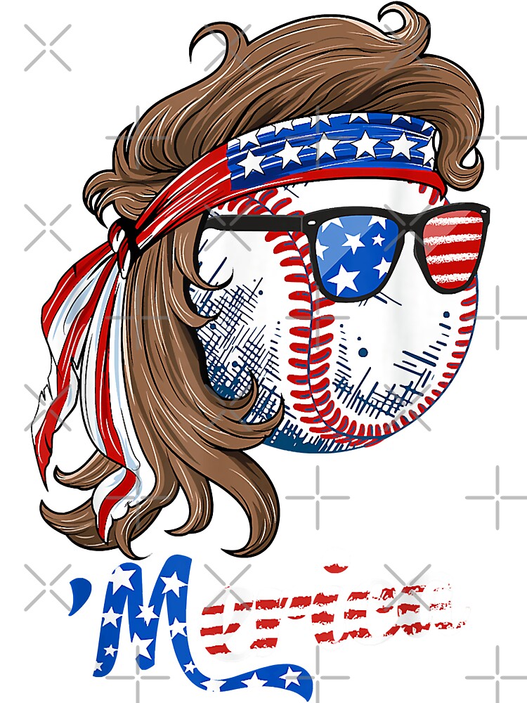 Baseball Mullet 4th Of July American Flag Merica Fathers Day Kids
