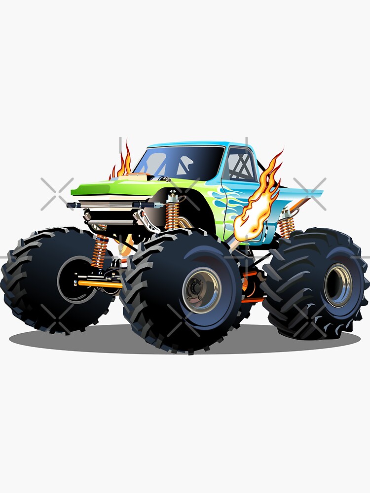Cartoon Monster Truck Sticker for Sale by Mechanick