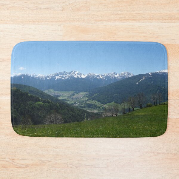 Item preview, A great view of the Dolomites from a hill over the valley in South Tyrol. Lovely and relaxing place in the Italian Alps. Flowering fields and snowed mountains.. Sunny spring day. designed and sold by Maurizio Fabbroni.
