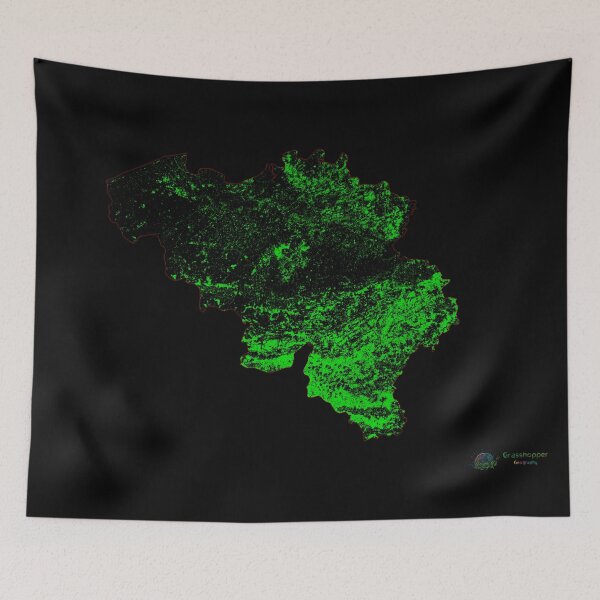 Item preview, Belgium Forest Cover Map with Black Background designed and sold by GrasshopperGeo.