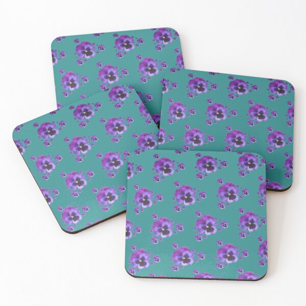 Item preview, PURPLE SPRING PANSY FLOWERS PATTERNS TEAL  ART designed and sold by sharlesart.