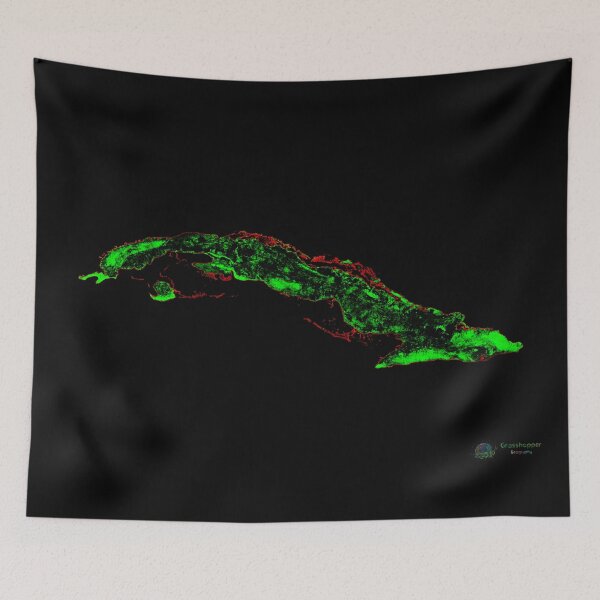 Item preview, Cuba Forest Cover Map with Black Background designed and sold by GrasshopperGeo.