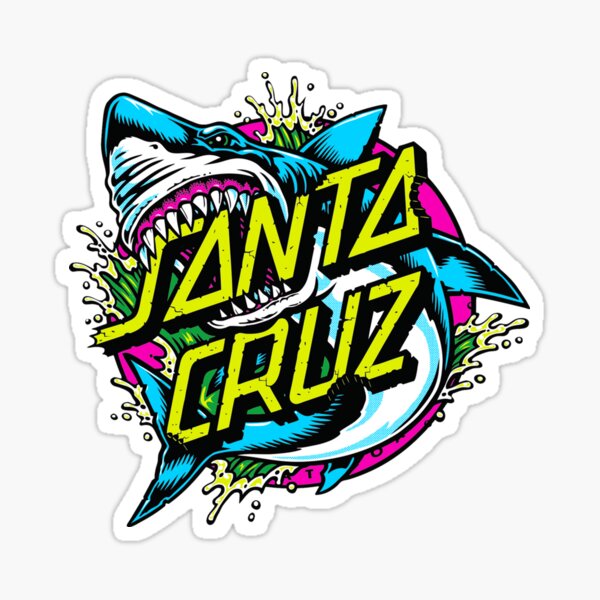Santa Cruz Skateboard Sticker Logo Schriftzug Rot Gelb Transparent 10,5x7,5cm ..