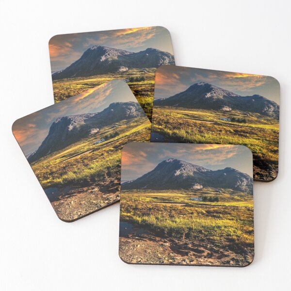 Item preview, Dusk Landscape Buchaille Etive Mhor and Lagangrabh Cottage  designed and sold by Stravaigin.
