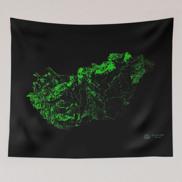 Item preview, Hungary Forest Cover Map with Black Background designed and sold by GrasshopperGeo.