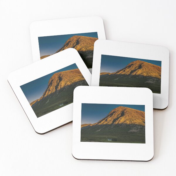 Item preview, Setting sun  Landscape Buchaille Etive Mhor and Lagangrabh Cottage Glen Coe Scotland designed and sold by Stravaigin.