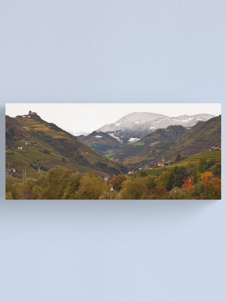 Alternate view of Snow line on the hills, Bolzano/Bozen, Italy (Panorama) Canvas Print