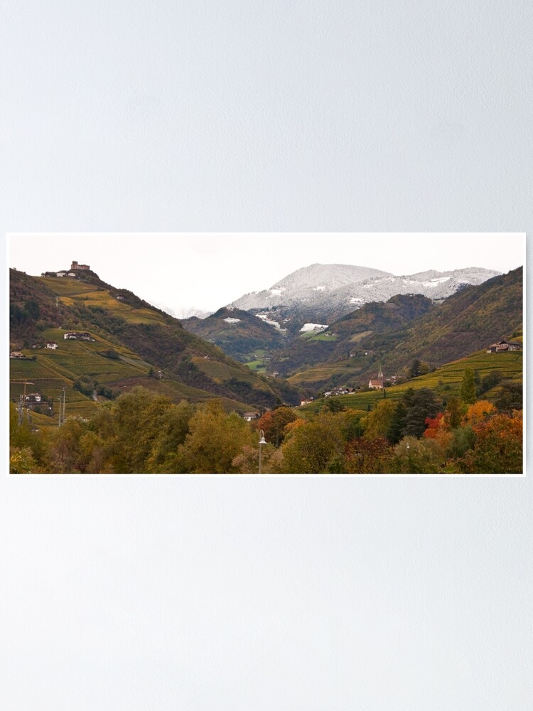 Alternate view of Snow line on the hills, Bolzano/Bozen, Italy (Panorama) Poster