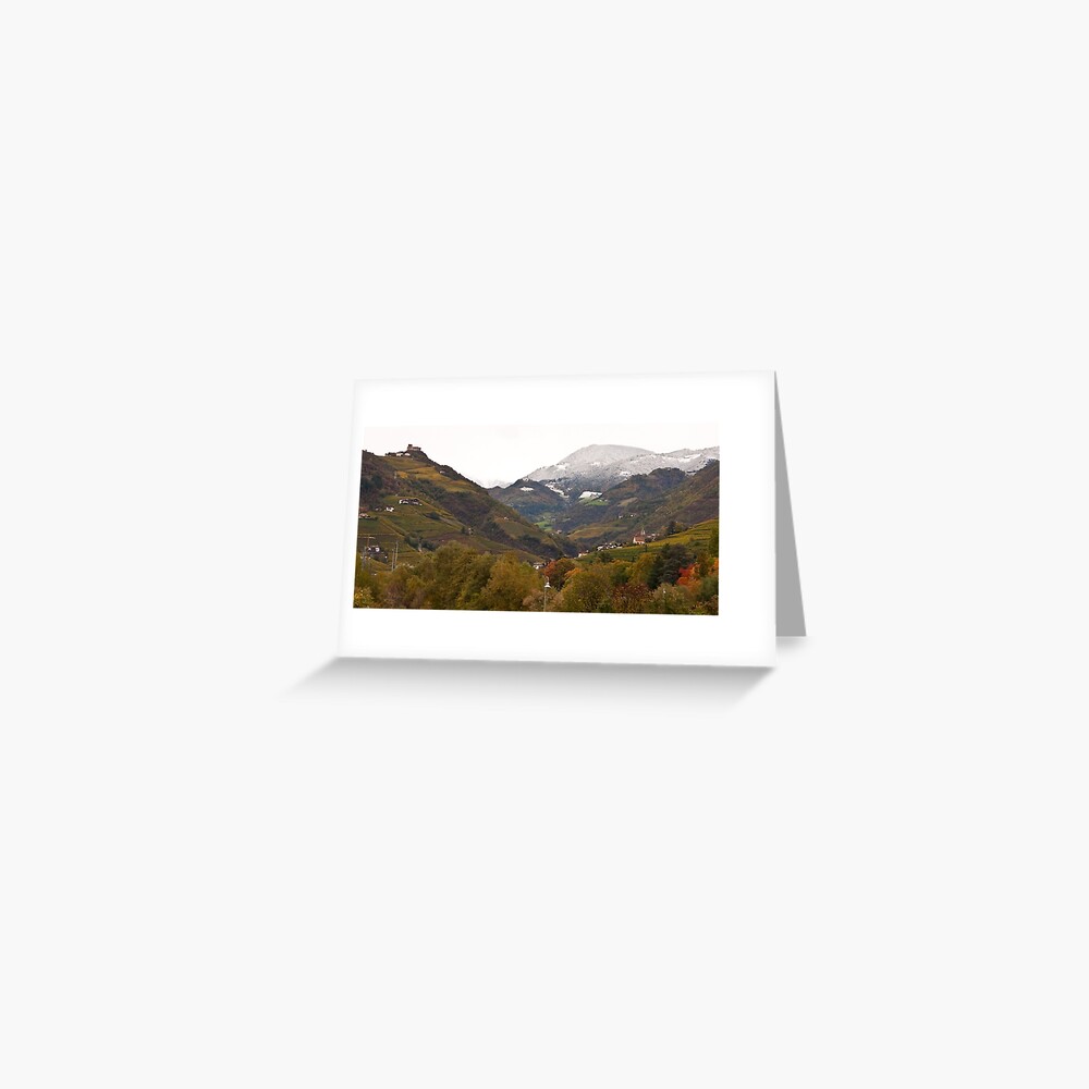 Snow line on the hills, Bolzano/Bozen, Italy (Panorama) Greeting Card