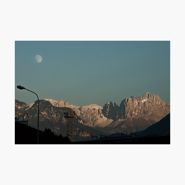 Moon over the Dolomites, Bolzano/Bozen, Italy Photographic Print