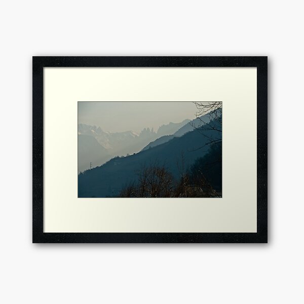 Dolomites and foreground hills, view from Bolzano/Bozen, Italy Framed Art Print