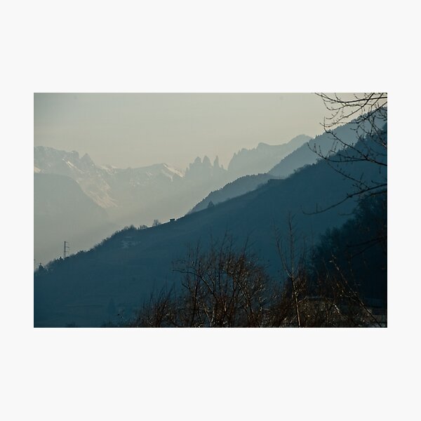 Dolomites and foreground hills, view from Bolzano/Bozen, Italy Photographic Print