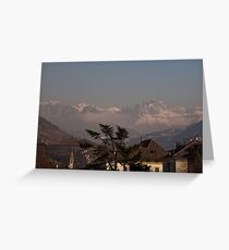 Dolomites and low-hanging clouds, view from Bolzano/Bozen, Italy Greeting Card
