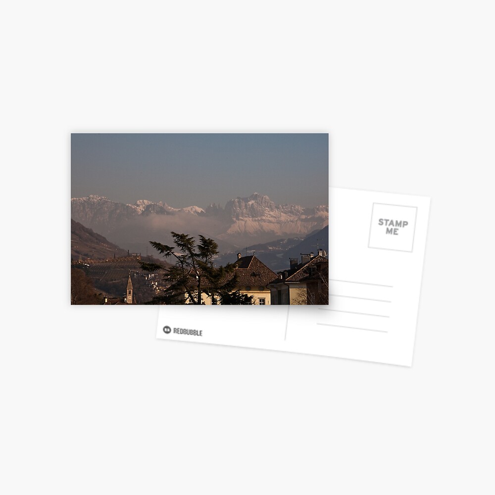 Dolomites and low-hanging clouds, view from Bolzano/Bozen, Italy Postcard