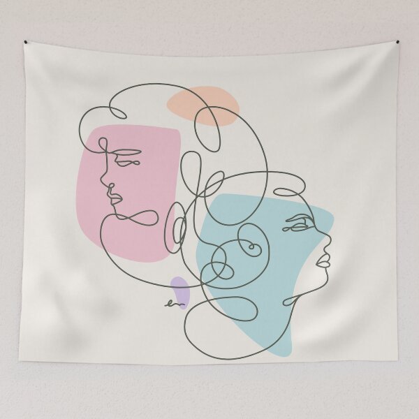 Item preview, Linear Art Abstract Portrait Two Girls designed and sold by makart2.