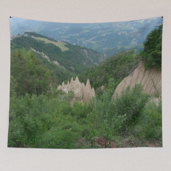 Item preview, The incredible earth pyramids of Collepietra (Piramidi di Terra) in the Dolomites. Striking place. Italian Alps. Sunny spring day with no people. Valley in the background. Trentino Alto Adige. designed and sold by Maurizio Fabbroni.