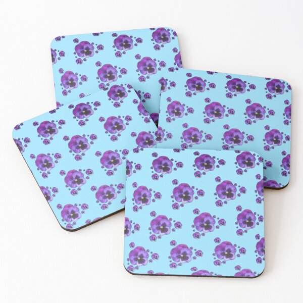 Item preview, PURPLE SPRING PANSY FLOWERS PATTERNS BABY BLUE ART designed and sold by sharlesart.