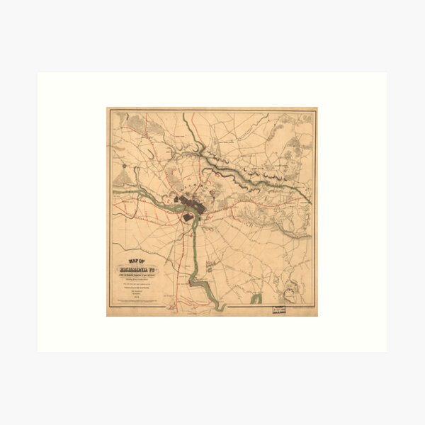 Item preview, Vintage Richmond VA Rebel Defense Map (1864) designed and sold by BravuraMedia.