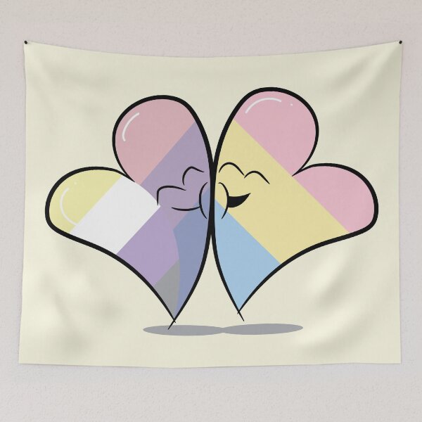 Item preview, Two Hearts in Love (Nonbinary/Bisexual and Pansexual Pride Flags) designed and sold by FrolicDesigns.