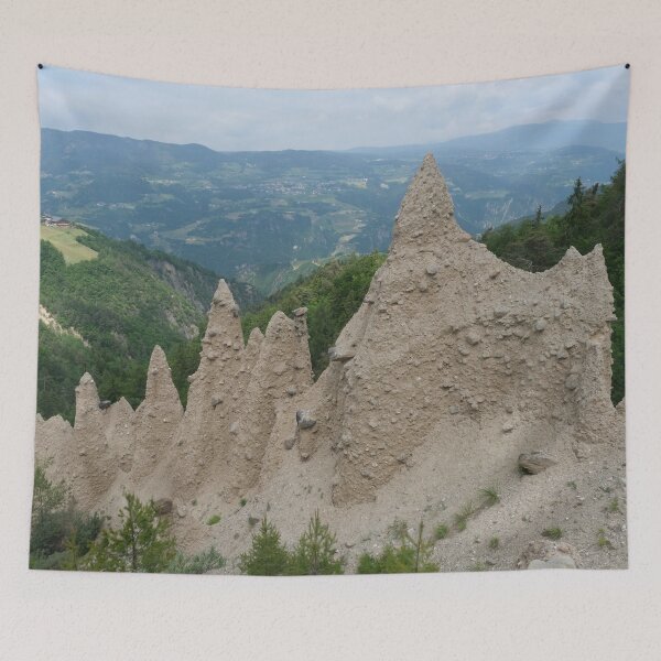 Item preview, The incredible earth pyramids of Collepietra (Piramidi di Terra) in the Dolomites. Striking place. Italian Alps. Sunny spring day with no people. Valley in the background. Trentino Alto Adige. designed and sold by Maurizio Fabbroni.