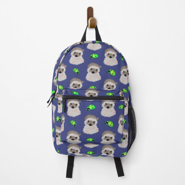 Item preview, Hedgehog babies and lime green ladybugs on indigo  designed and sold by QuirkyCraftz.