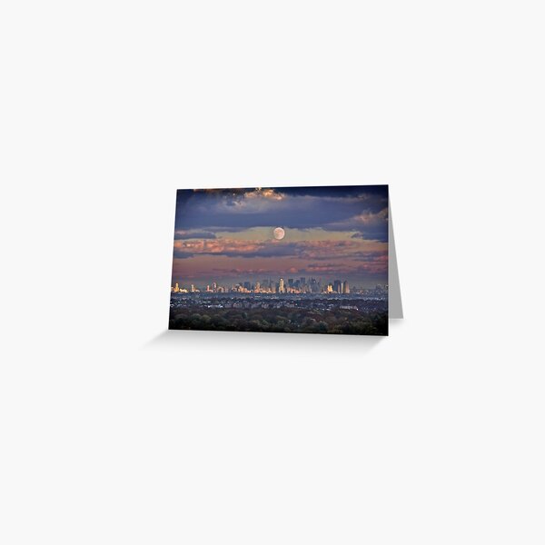 Full Moon Over New York, USA Greeting Card