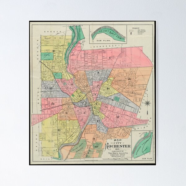 Item preview, Vintage Map of Rochester NY (1901) designed and sold by BravuraMedia.