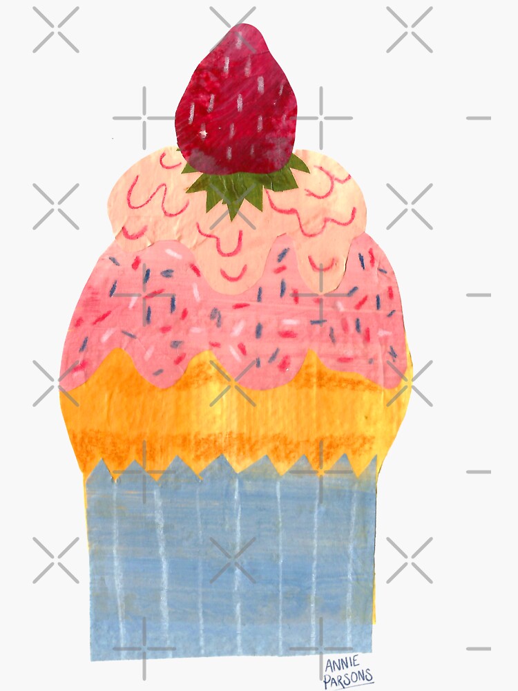 Thumbnail 3 of 3, Sticker, Collage Cupcake designed and sold by Annie Parsons.