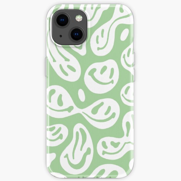 liquid smiley faces phone case sage iPhone Soft Case